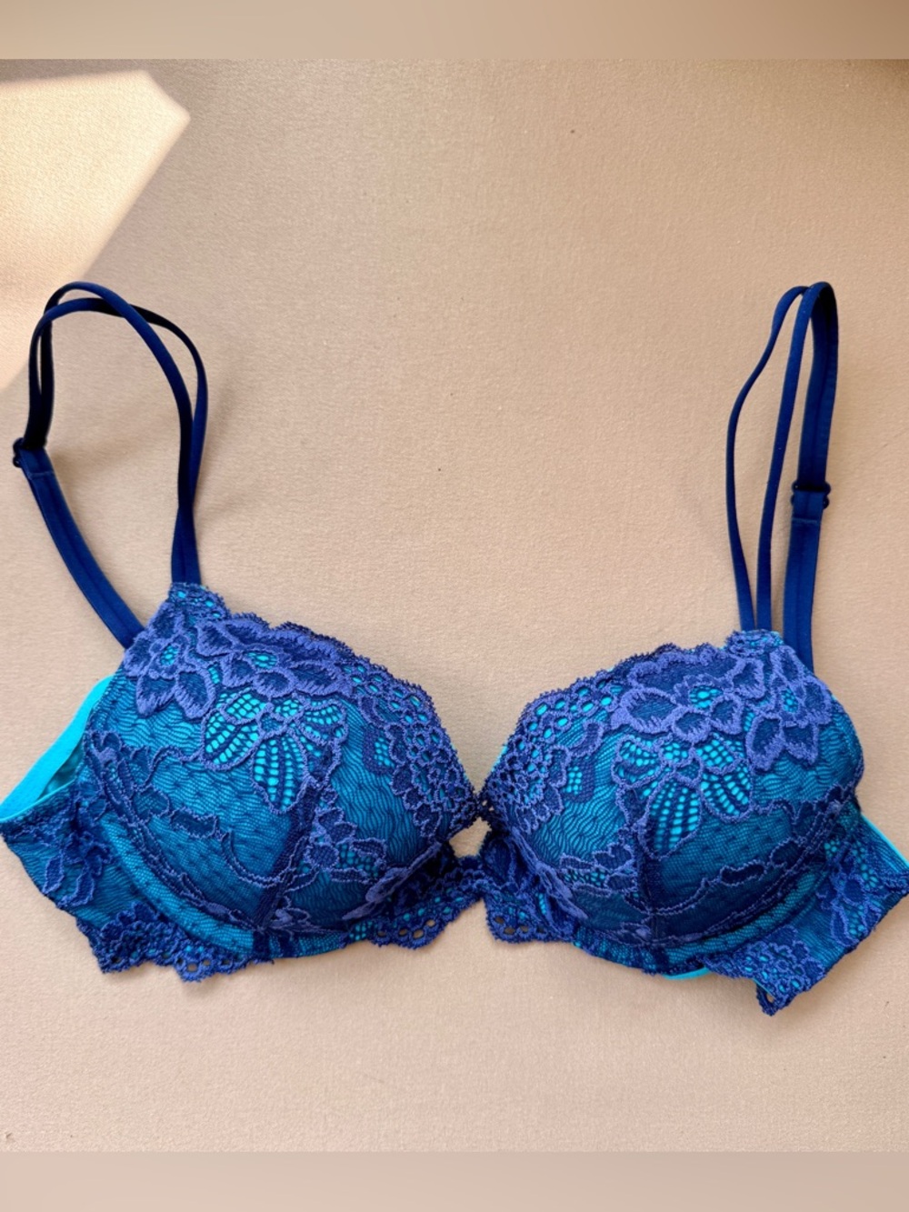 Victoria's Secret Bright Turquoise and Deep Blue Push-Up Bra
